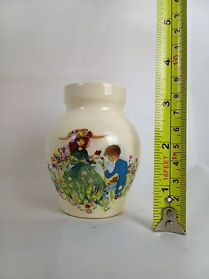 Buy Brixham Pottery Vase Small Vintage Vase 1970s Stylised Couple  Boy /girl • 8.95£