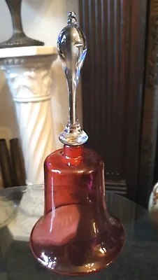 Buy Large Victorian Cranberry Glass Bell: Clear Handle, : 29cm High C 1850 • 29.90£