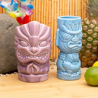 Buy Set Of 2 Large Ceramic Tall Highball Tiki Tumbler Cocktail Drinking Cup Glasses • 24.99£