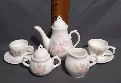 Buy Miniature China Tea Set Pot, Creamer, Sugar, Cups & Saucers • 11.34£