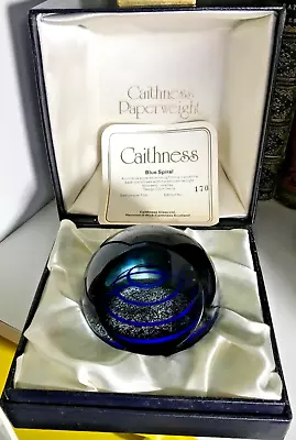 Buy Caithness  Blue Spiral  Vintage Glass LTD ED Paperweight Box And Certificate • 29£