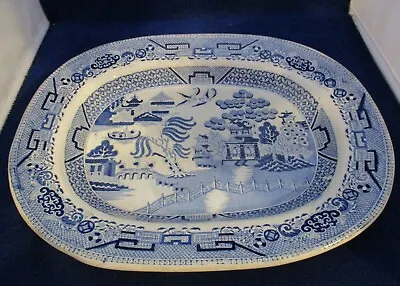 Buy Antique Staffordshire Willow Pattern Meat Plate Serving Platter T & B Godwin • 17.99£