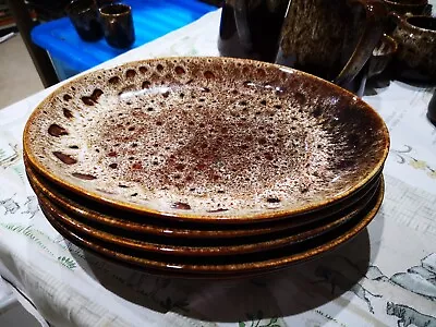 Buy 6 Fosters Studio Pottery Honeycomb Drip Glaze Oval Dinner Plates 29cm X 23cm • 15£