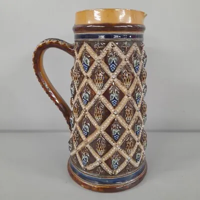 Buy Doulton Lambeth Pitcher Jug 1876 Embossed Antique Ceramic Beer Stein Tankard -CP • 17£