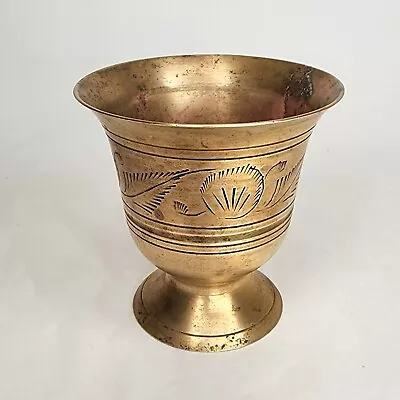 Buy Old Indian Hand Engarved Antique Brass Wine Cup Copper Hand Crafted Pot Kiddush • 93.55£