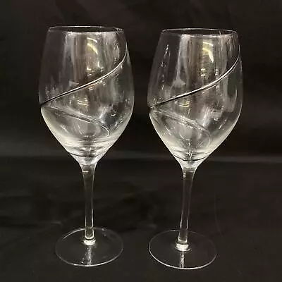 Buy Lot Of 2 Kosta Boda Line Black Crystal Wine Glasses 10 Inch • 12.31£