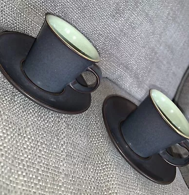 Buy 2 X Denby Energy Espresso Cups & Saucers. Charcoal & Celadon Green. VGC.   #A3 • 12£
