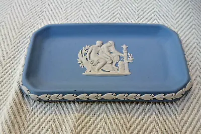 Buy Vintage Wedgwood Light Blue Jasperware Small Oblong Pin Tray Classical Figures • 10£