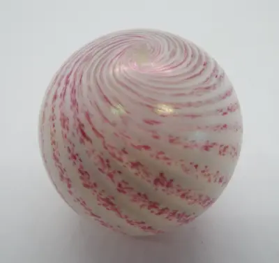 Buy Isle Of Wight Glass Pink & White Swirls Lustre Paperweight • 19.95£