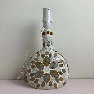 Buy Vintage Mosaic Bottle Table Lamp Leaf 60s 70s (Requires Plug) Brown Grey Tiles • 20£