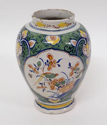Buy Antique 18thC Dutch Delft Delftware Pottery Polychrome Vase • 374.09£