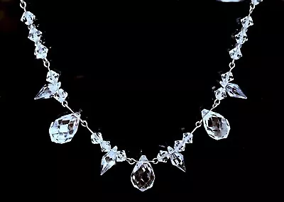Buy Czech Bohemian Clear-White Faceted Crystal/Glass Lavaliere Necklace, 16 1/2 Long • 22.99£