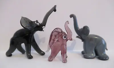 Buy Vintage Mixed Lot Of 3 Glass Elephants / Glass Animal Ornaments • 12.50£