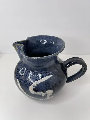 Buy Vtg Signed Studio Pottery Pitcher Blue White Glazed Flawless • 75.77£