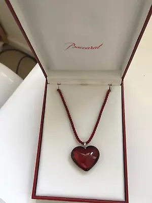 Buy Baccarat Red Glass Crystal Heart Pendant Necklace Valentines Day • 169£