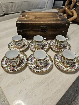Buy Chinese Famille Rose Mini Tea Cup & Saucer Set 12 Pcs Marked • 115.82£
