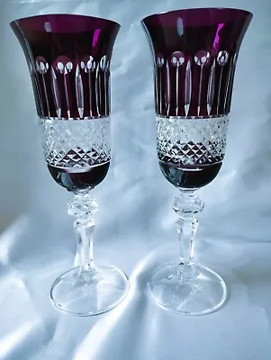 Buy Czech Bohemian Crystal Glass Handmade - Champagne Glass- 2 Pcs Multicolor II. • 28.77£