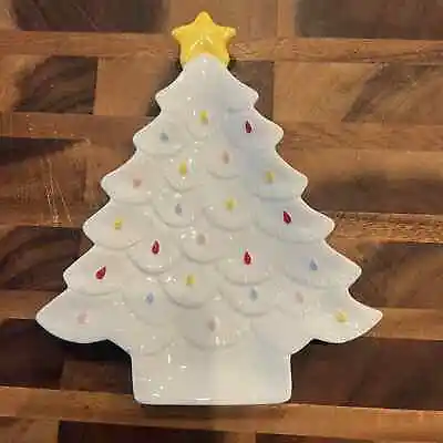 Buy WHITE CHRISTMAS TREE Shape Ceramic Little Plate Holidays Xmas Tree Small Plate • 16.12£