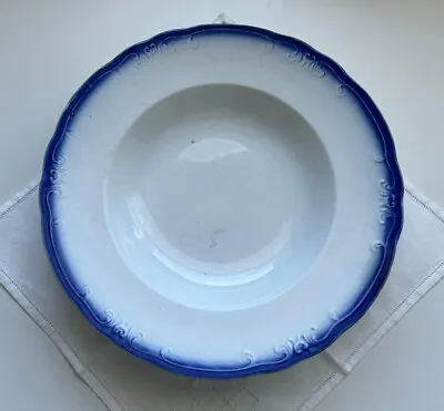 Buy Antique WR Wylie Flow Blue Rimmed Serving Bowl 9 1/4” • 12.95£
