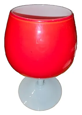 Buy Vintage Bright Red And White Cased Glass Brandy Glass Vase – Great Shape! – • 24.95£