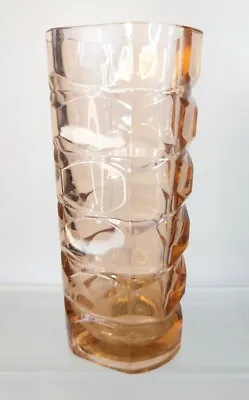 Buy Vintage Arcoroc France Pink Peach Cubist Depression Glass Art Deco Vase 6.75” • 15.99£
