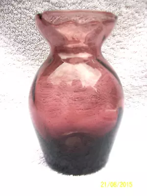 Buy Amethyst Glass Vase. Hand Blown. Rippled Body. 4.75 Ins. • 12.50£