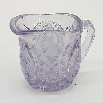 Buy Vintage Glass Child’s Creamer Purple Manganese Glass Buzz Star Pattern US Glass • 18.88£