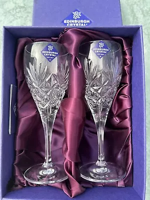 Buy 2 X Edinburgh Crystal International Wine Glasses “DUET” - With Box. • 29.99£