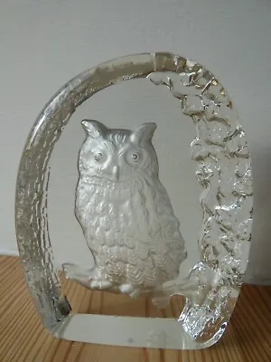 Buy Wedgewood Lead Crystal Etched Glass Eagle Owl Vintage Ornamental Paperweight • 15£