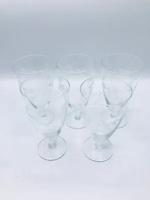 Buy Vintage 1950’s Crystal Etched Wheat Glassware Set Of 5 • 43.22£