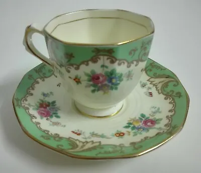 Buy Plant Tuscan China C1930s Green And Multicolored Flowers Pattern Cup & Saucer • 18.97£