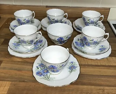Buy Royal Vale Bone China Tea Set, Rare Blue Cornflowers Pattern 7513 , 18 Piece Set • 14.99£