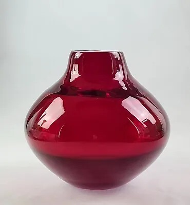 Buy Vintage Mid Century Whitefriars Optical Ribbed Ruby Glass Vase #9586 • 49.95£