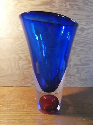 Buy KOSTA BODA GORAN WARFF Cobalt Blue Crystal Vase - Signed • 146.28£