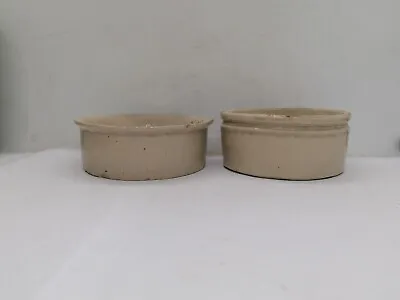 Buy Pair Of Old English Ironstone Stoneware Potted Meat Pots  • 4.99£