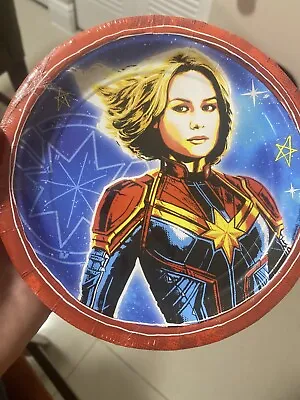 Buy CAPTAIN MARVEL LARGE PAPER PLATES (8) ~ Birthday Party Supplies Dinner Luncheon • 1.92£