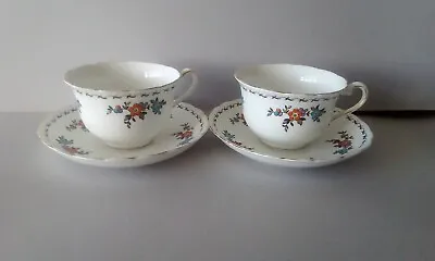 Buy A Pair Of Tuscan China Cups And Saucer's Hand Painted  Raised Flowers • 6.50£