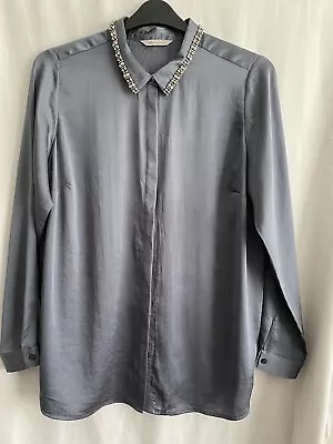 Buy Marks And Spencer Collection Grey Satin Look Blouse Size 18 • 5.95£