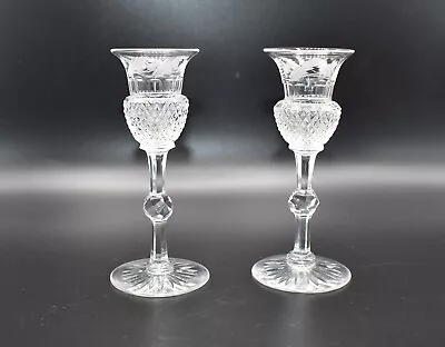 Buy TWO ANTIQUE TALL THISTLE LIQUEUR GLASSES EDINBURGH CRYSTAL/RICHARDSON C.1900 • 45£