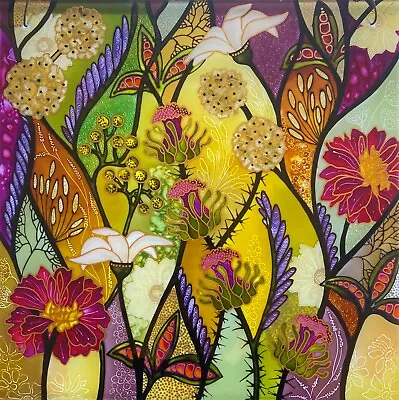 Buy Summer Garden. A Unique Hand Painted Stained Glass Style Panel To Hang By Debs.. • 120£