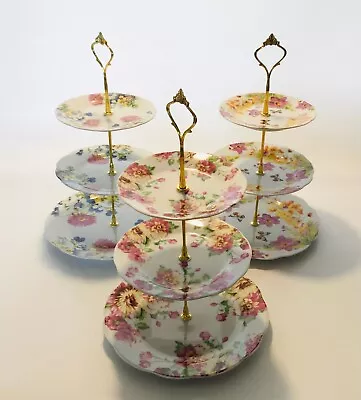 Buy 3 Tier Ceramic Vintage Floral Display Cake Stands Afternoon Tea Events Catering  • 14.99£
