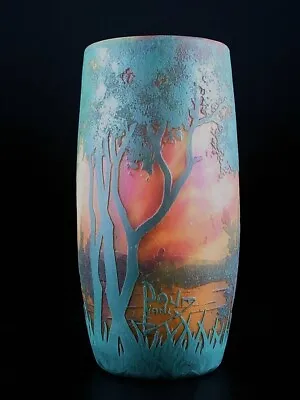 Buy Rare Art Nouveau Daum Nancy Vase With Autumn Sunset Lake Scene • 1,295£