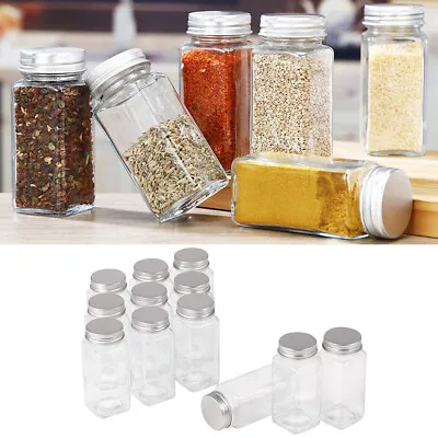 Buy 12x Glass Spice Jars W/ Small Hole Lids Airtight Storage Bottles Containers Pots • 8.94£