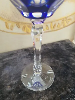 Buy Bohemian Cobalt Blue Grape Cut Clear CRYSTAL  Wine Glass Goblet 8.5  • 8£