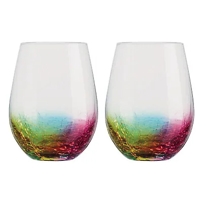 Buy Artland - Neon Glasses I Set Of 2 I Multi Colour Crackle Design • 27.75£