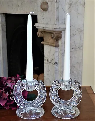 Buy Pair Candlesticks Candle Holders VINTAGE GLASS • 14.99£