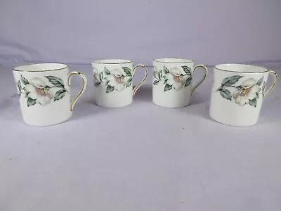 Buy Crown Staffordshire Demitasse Cups Fine Bone China Floral Pattern Good Condition • 11.95£