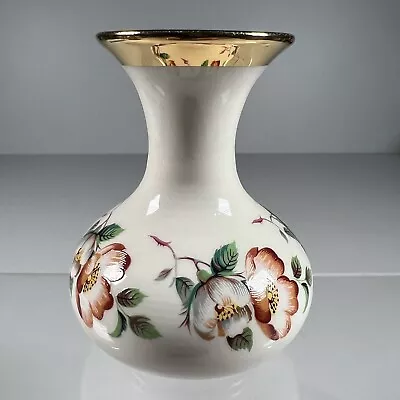 Buy Prinknash Pottery White Floral Small Vase Collectible Vintage 9.5 Cm Tall Gold • 10.18£
