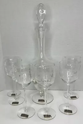 Buy Toscany Romanian Hand Blown/Hand Cut Decanter W/6 Wine Glasses. VNTG. W/Stickers • 77.21£