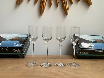 Buy Set Of 4 Orrefors  Solitude  Plain Lead Crystal Schnapps Cordial Glasses, Boxed • 24.99£